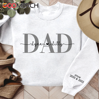 Dad And Kids Since Year Shirt, Dad Papa Grandpa PopPop And Grandkids, Valentine's Day, Father's Day CTH01 Sweatshirt