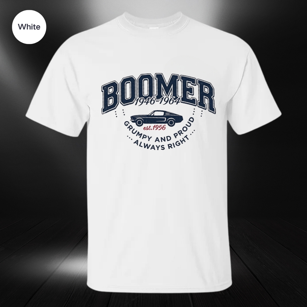 Vintage Boomer "Grumpy and Proud" Graphic Tee,Washed T-shirt