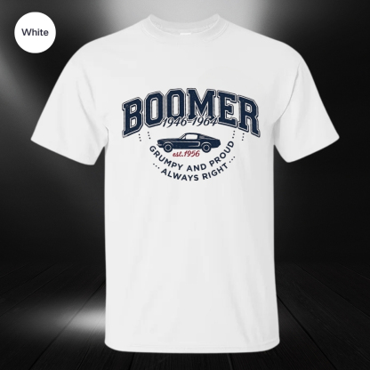 Vintage Boomer "Grumpy and Proud" Graphic Tee,Washed T-shirt