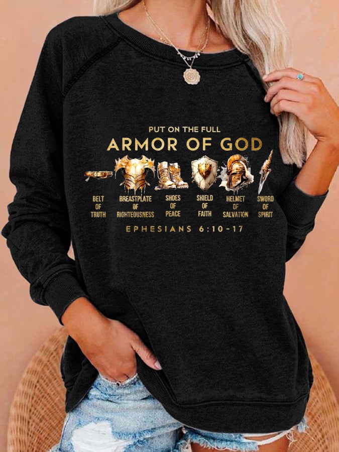Women's Put On The Full Armor Of God Print Casual Sweatshirt
