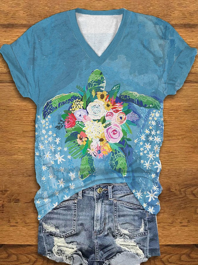 Women's Maui Sea Turtle Print T-Shirt