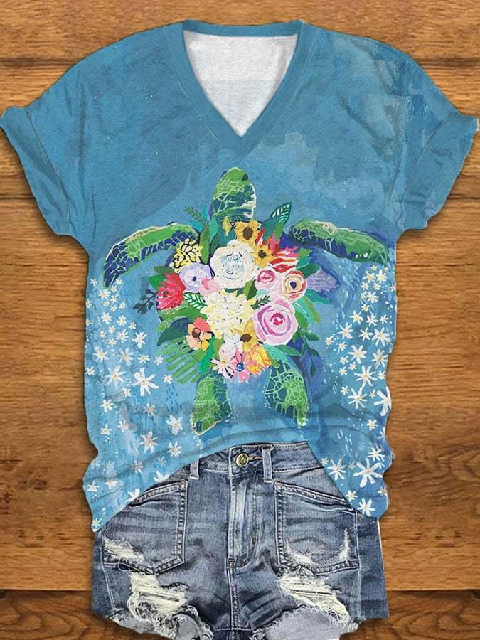 Women's Maui Sea Turtle Print T-Shirt
