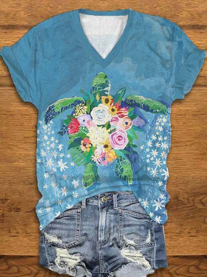 Women's Maui Sea Turtle Print T-Shirt