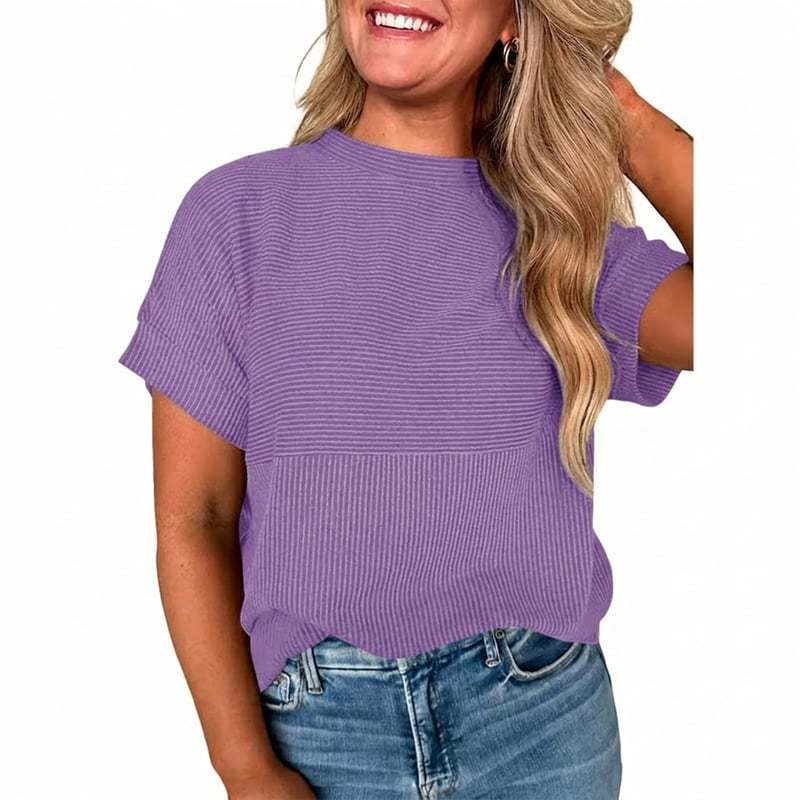 🌞 Women's Solid Short Sleeve Striped T-Shirt | 2026 Summer Collection 🌞