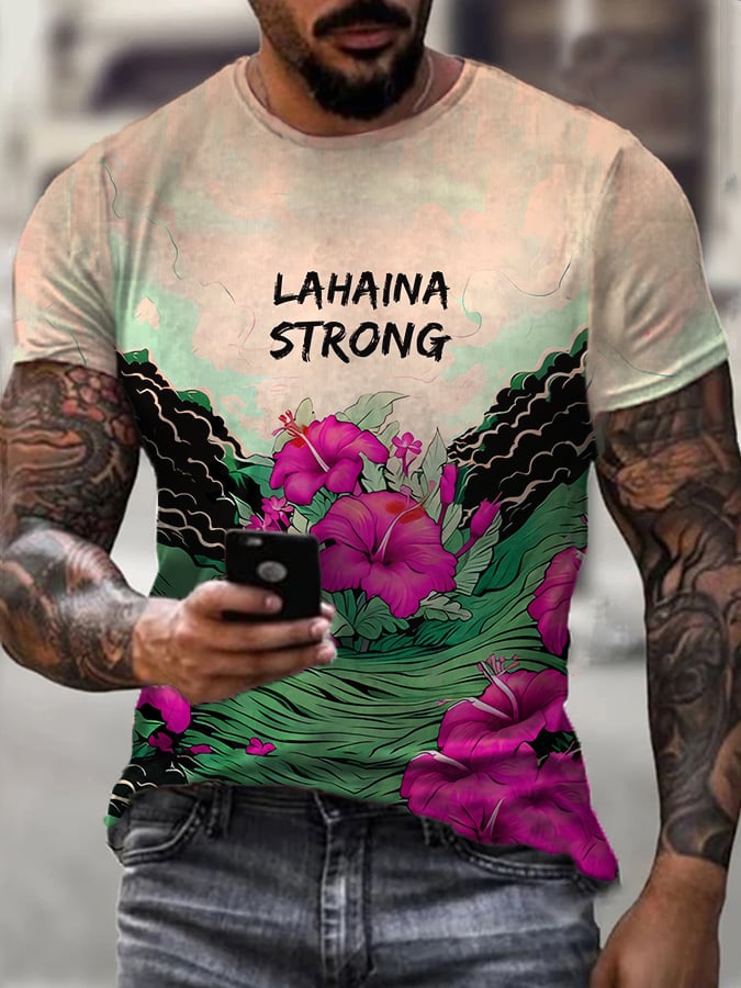 Men's Lahaina Strong Hibicus Print T-Shirt