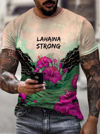 Men's Lahaina Strong Hibicus Print T-Shirt