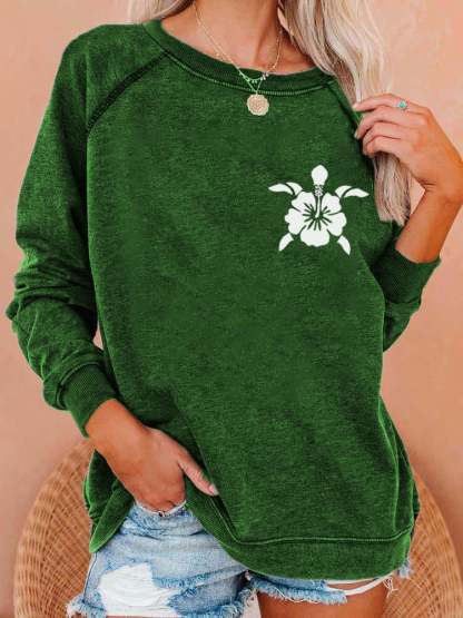 Women's Hawaiian Turtle Print Casual Sweatshirt