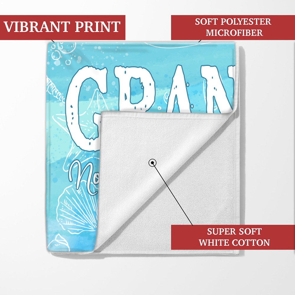 Beach Towel For Grandma, Beach Love Gift For Grandma And Kids, Summer Beach Towe