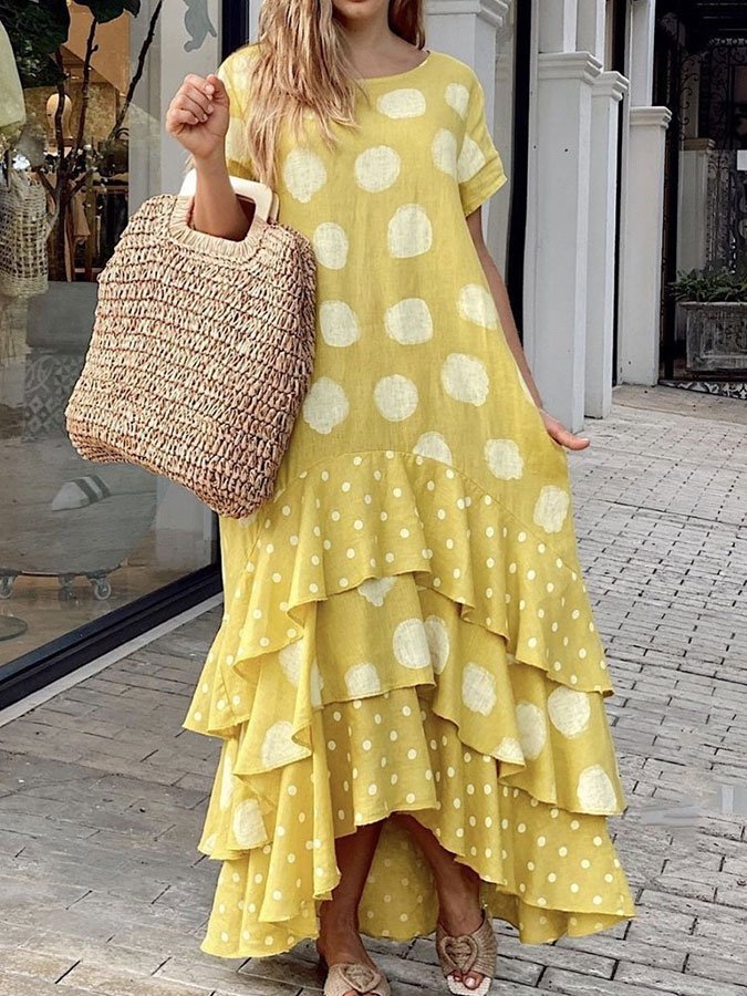 Polka Dot Layered Swing Dress