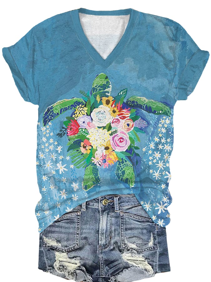 Women's Maui Sea Turtle Print T-Shirt