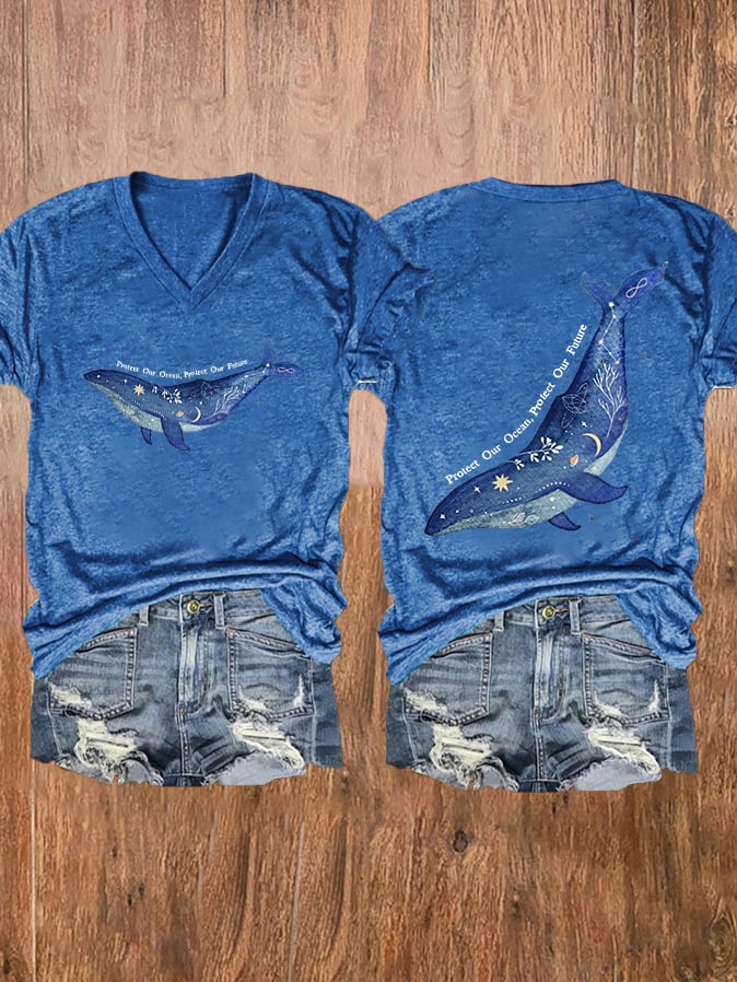 Women's Protect Our Ocean Protect Our Future V-Neck Tee