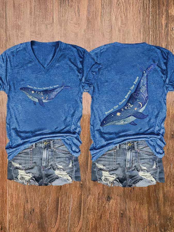 Women's Protect Our Ocean Protect Our Future V-Neck Tee