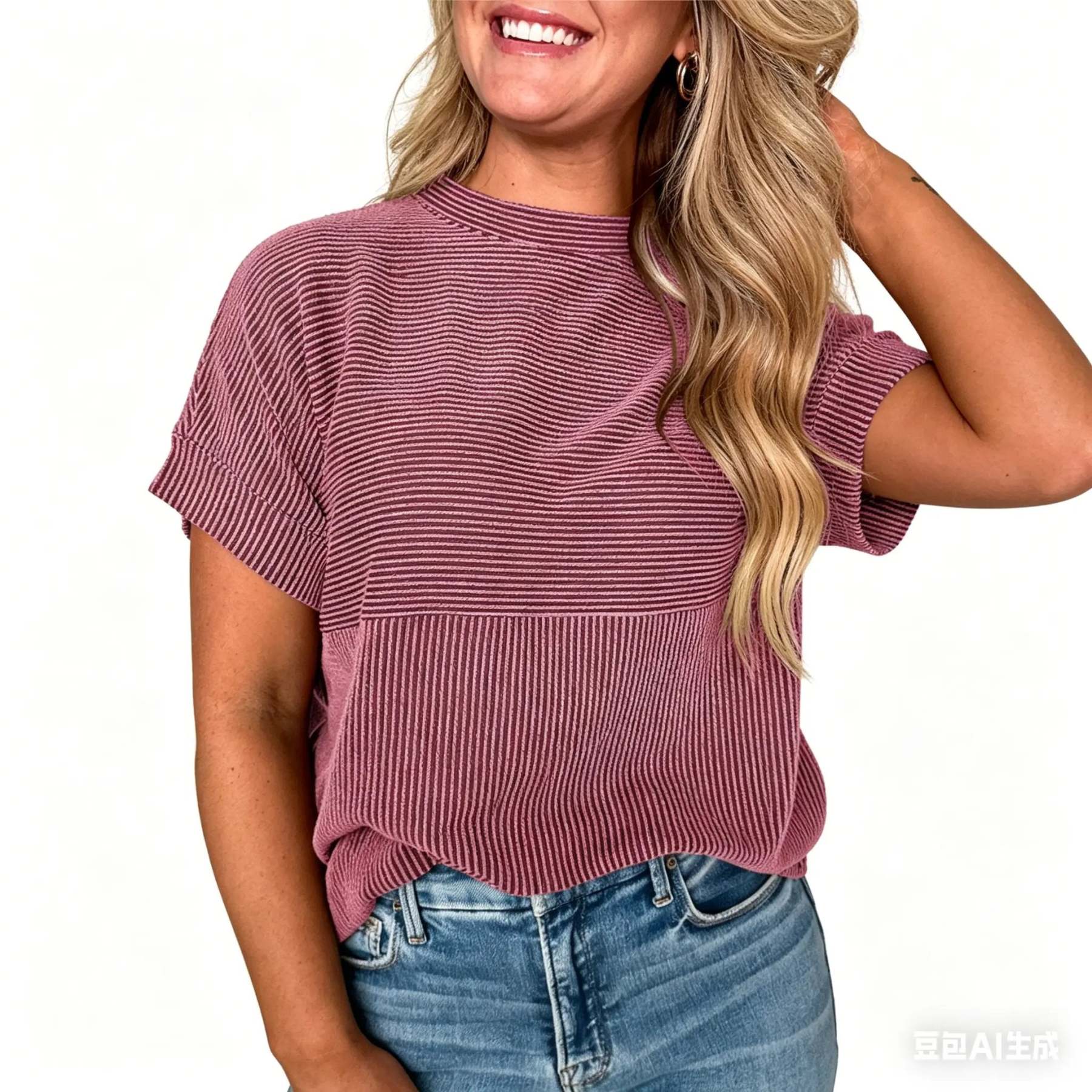 🌞 Women's Solid Short Sleeve Striped T-Shirt | 2026 Summer Collection 🌞
