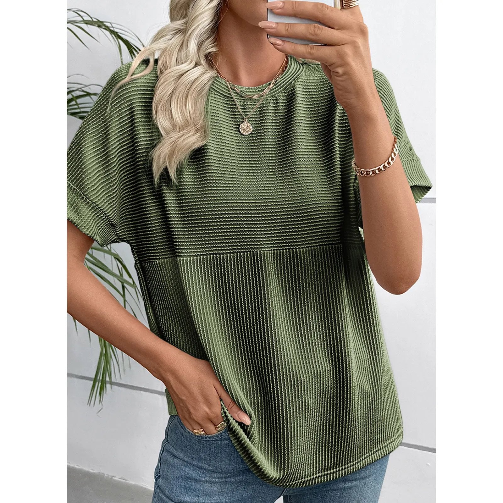 🌞 Women's Solid Short Sleeve Striped T-Shirt | 2026 Summer Collection 🌞