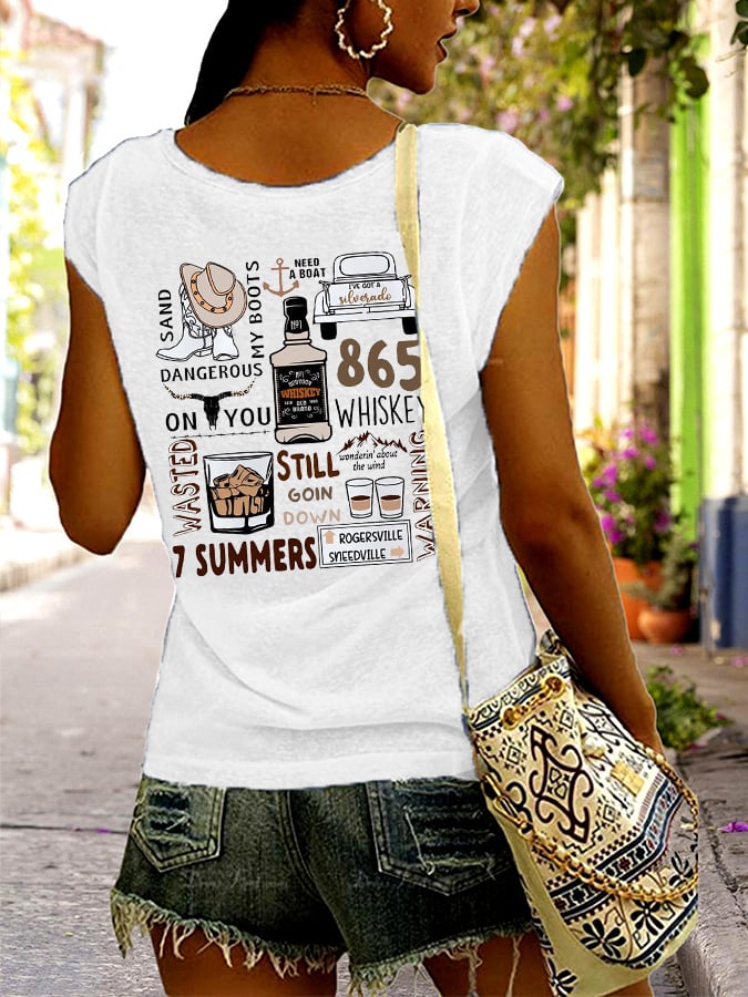 Women's Wallen Wasted On You Western Print Tank Top