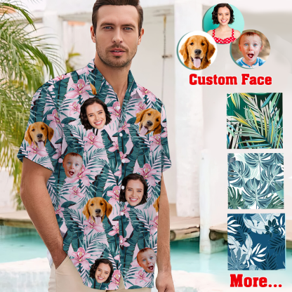 Custom Hawaiian Shirt with Face, Gift for Dad, Grandpa