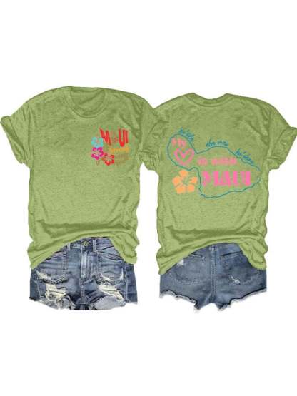 Women's Maui Strong Pray For Maui Print Short Sleeve T-Shirt