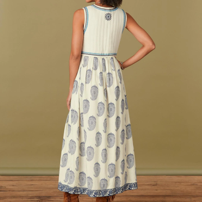 Elegant Bohemian Maxi Dress With Floral Print