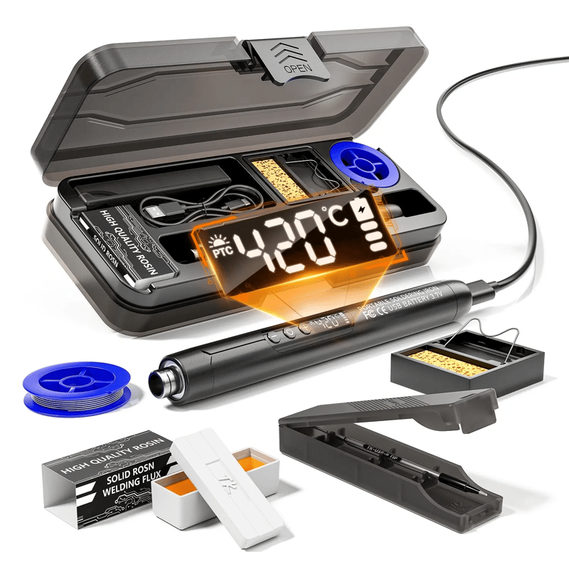 🌡️ Adjustable Temperature Soldering Iron – LCD Screen DIY Kit with Organize