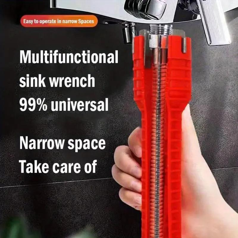 Sink Faucet Installer Tool,14-in-1 Faucet Wrench,Multi-functional Pipe Wrench,Bathroom Plumbing Installation & Repairs Wrench for Small Space Toilet Kitchen Bathroom Toilet Sink.