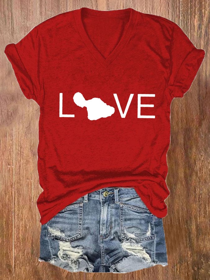 Women's Maui Strong My Heart Is With Maui Print Short Sleeve T-Shirt