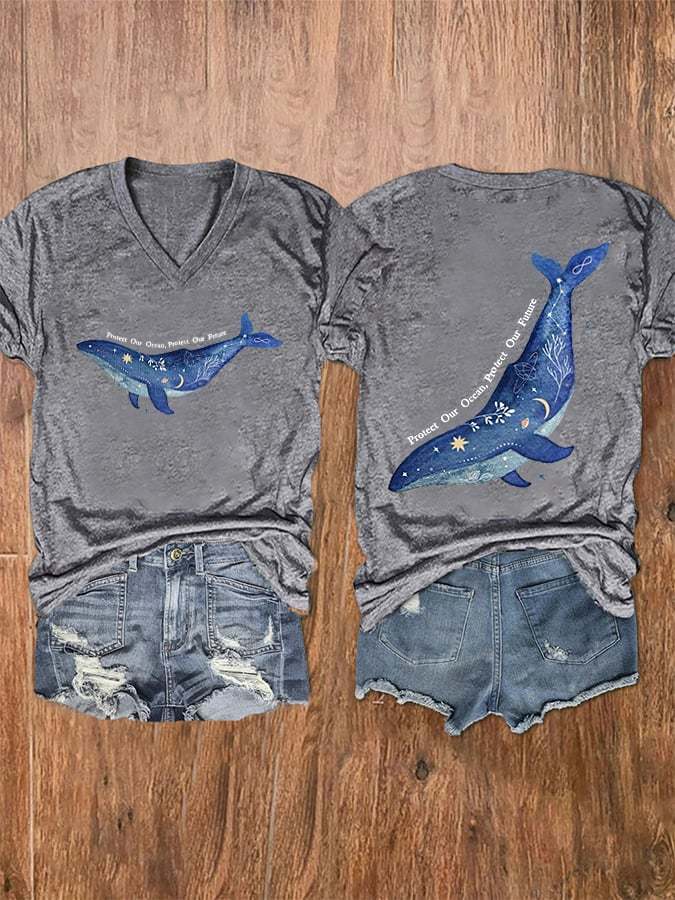 Women's Protect Our Ocean Protect Our Future V-Neck Tee