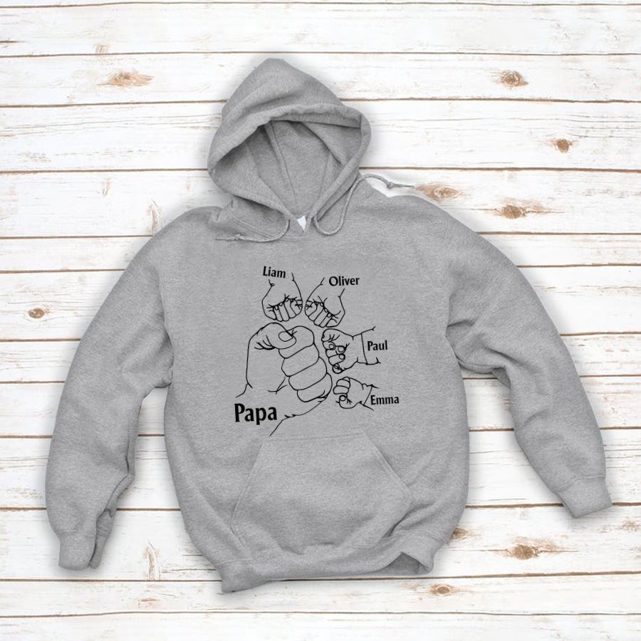 Papa And Kids Hand, Birthday Gift For Papa Hoodie