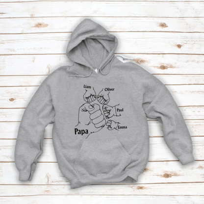 Papa And Kids Hand, Birthday Gift For Papa Hoodie