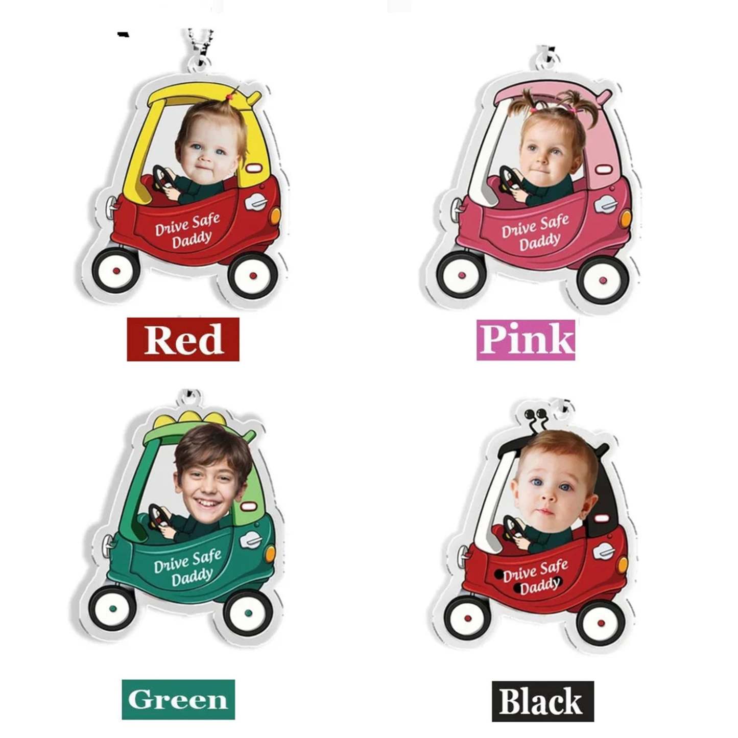 Customized Drive Safe Daddy Acrylic Car Hanging with Photo - Personalized Father's Day Gift for New Dad & Husband