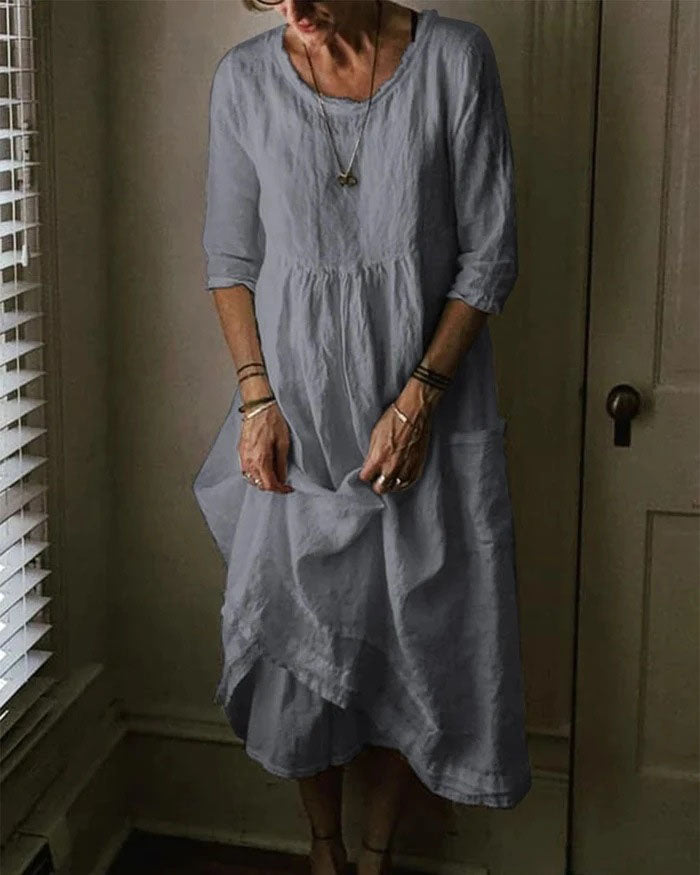 Casual Round Neck Long Dress