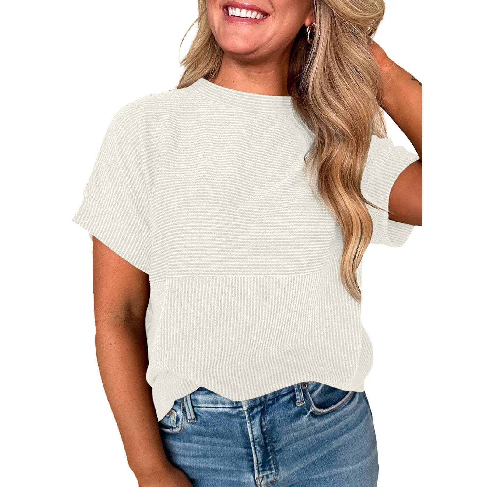 🌞 Women's Solid Short Sleeve Striped T-Shirt | 2026 Summer Collection 🌞