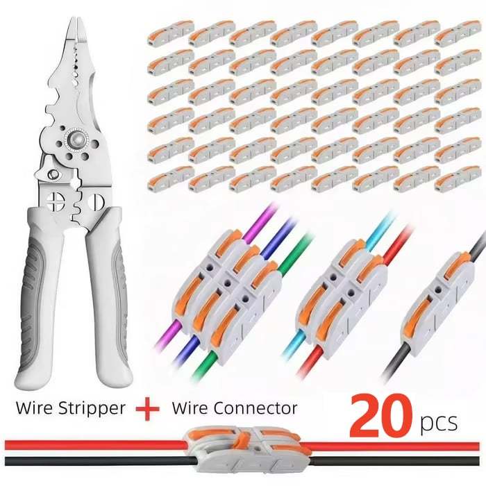 🔥🛠️Universal Quick Lever Electrical Wire Connectors (24-12 AWG) Assortment (50/100Pcs) + Wire Stripper