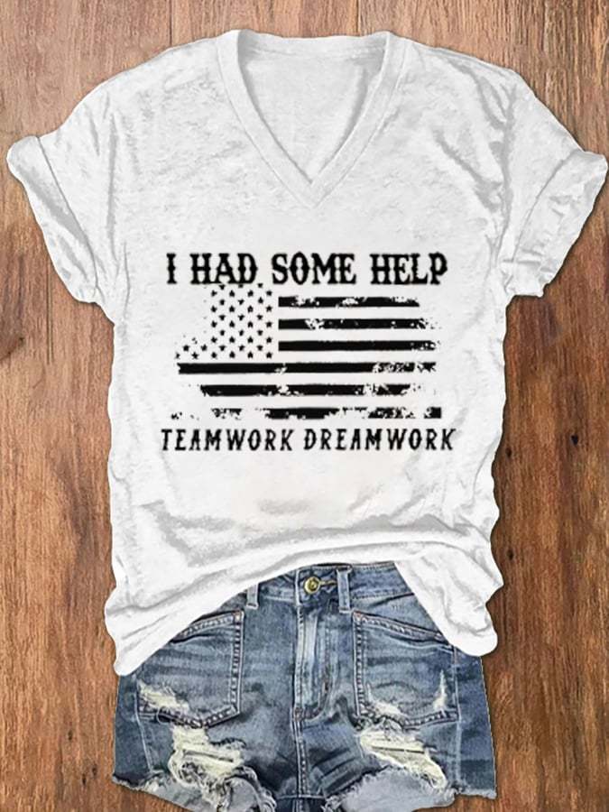 Women's I Had Some Help Print V-Neck T-Shirt
