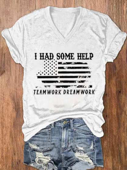 Women's I Had Some Help Print V-Neck T-Shirt