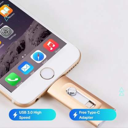 ⚡3 in 1 Flash Drive, Portable High Speed USB 3.0 Memory Storage, OTG Flash Pen Drive with Free Type-C Adapter for Android Phones/PC and More Devices