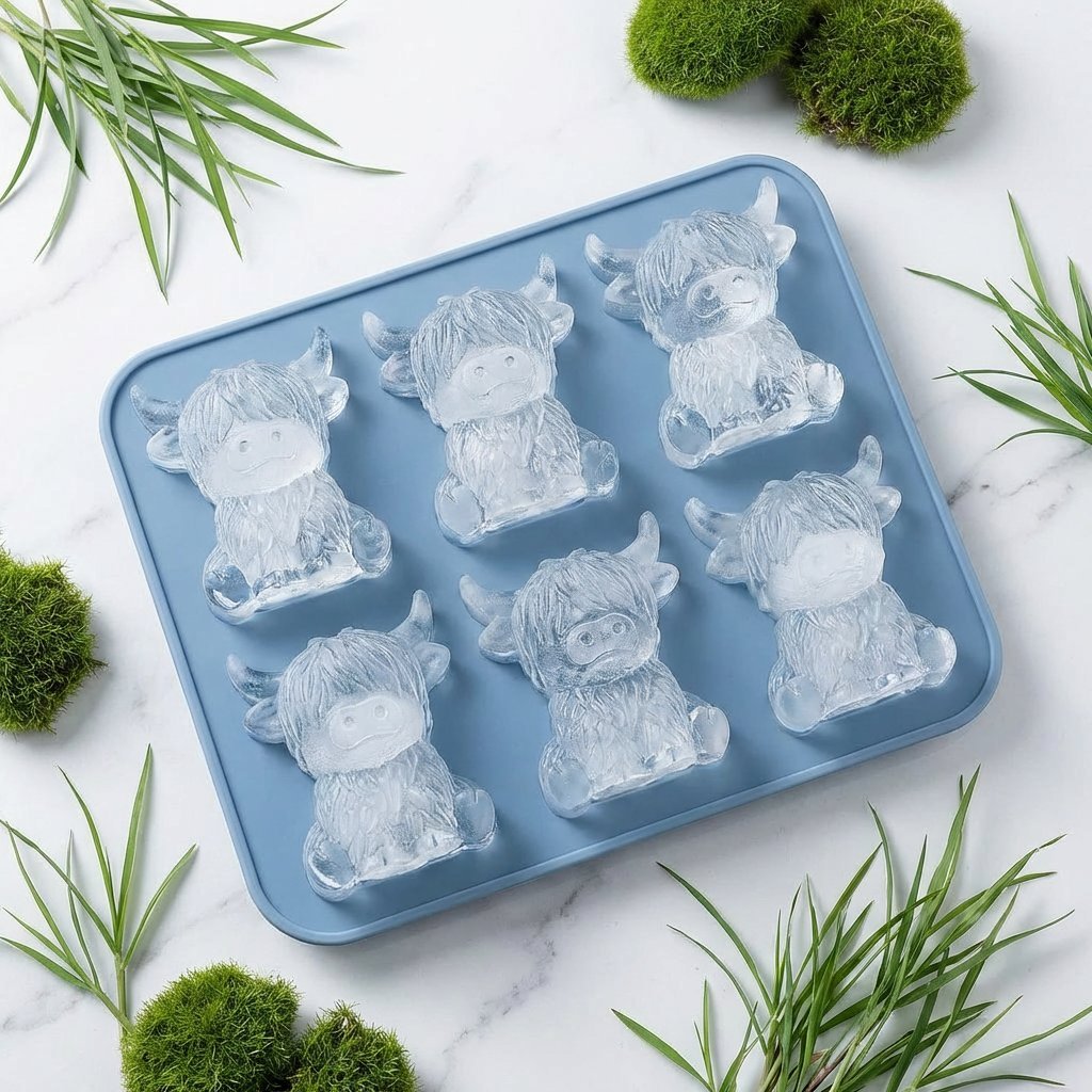 🐮 Mini Highland Cow Ice Cube Mold – Cute 3D Ice for Drinks, Parties & Gifts