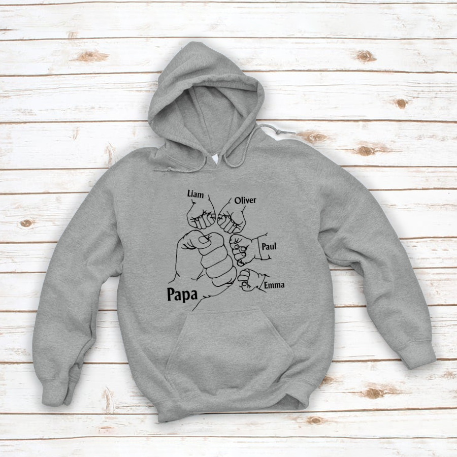 Papa And Kids Hand, Birthday Gift For Papa Hoodie