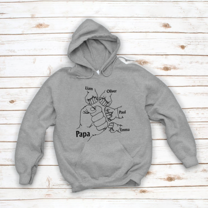 Papa And Kids Hand, Birthday Gift For Papa Hoodie