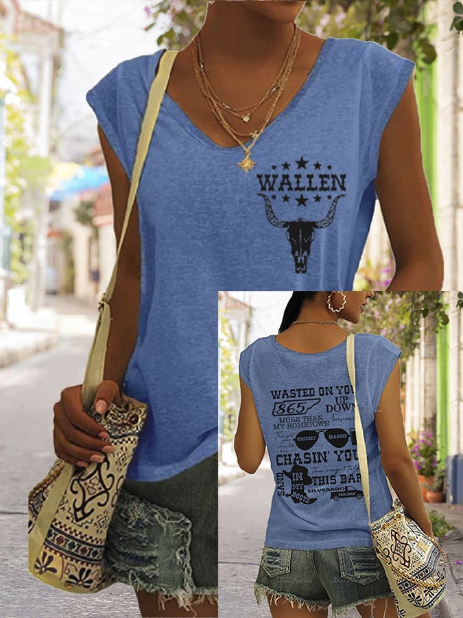 Women's Wallen Last Night We Let The Liquor Talk Pint Print Vest
