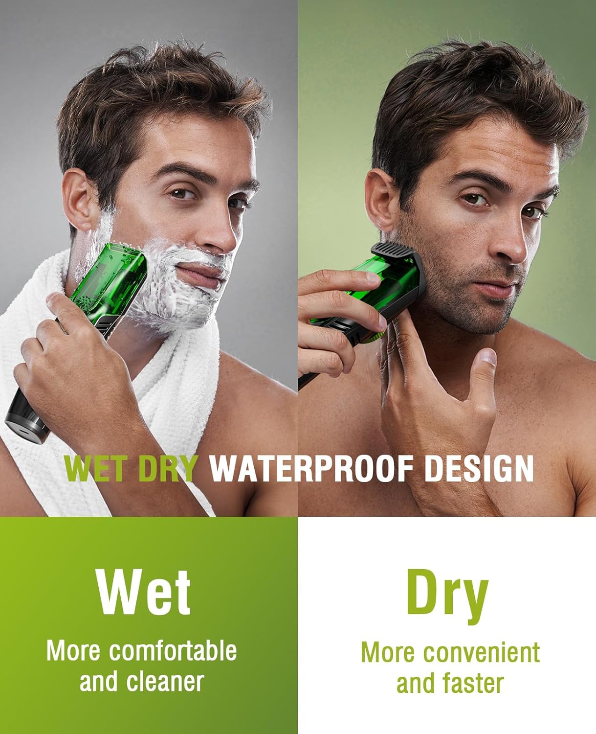 Built-in Vacuum Trimmer for Mustache, Sideburns, Facial Hair, Rechargeable, IPX6 Waterproof, 2 Comb, Comfort face 2in1 Electric Razor rechargeable men 2025 ornament