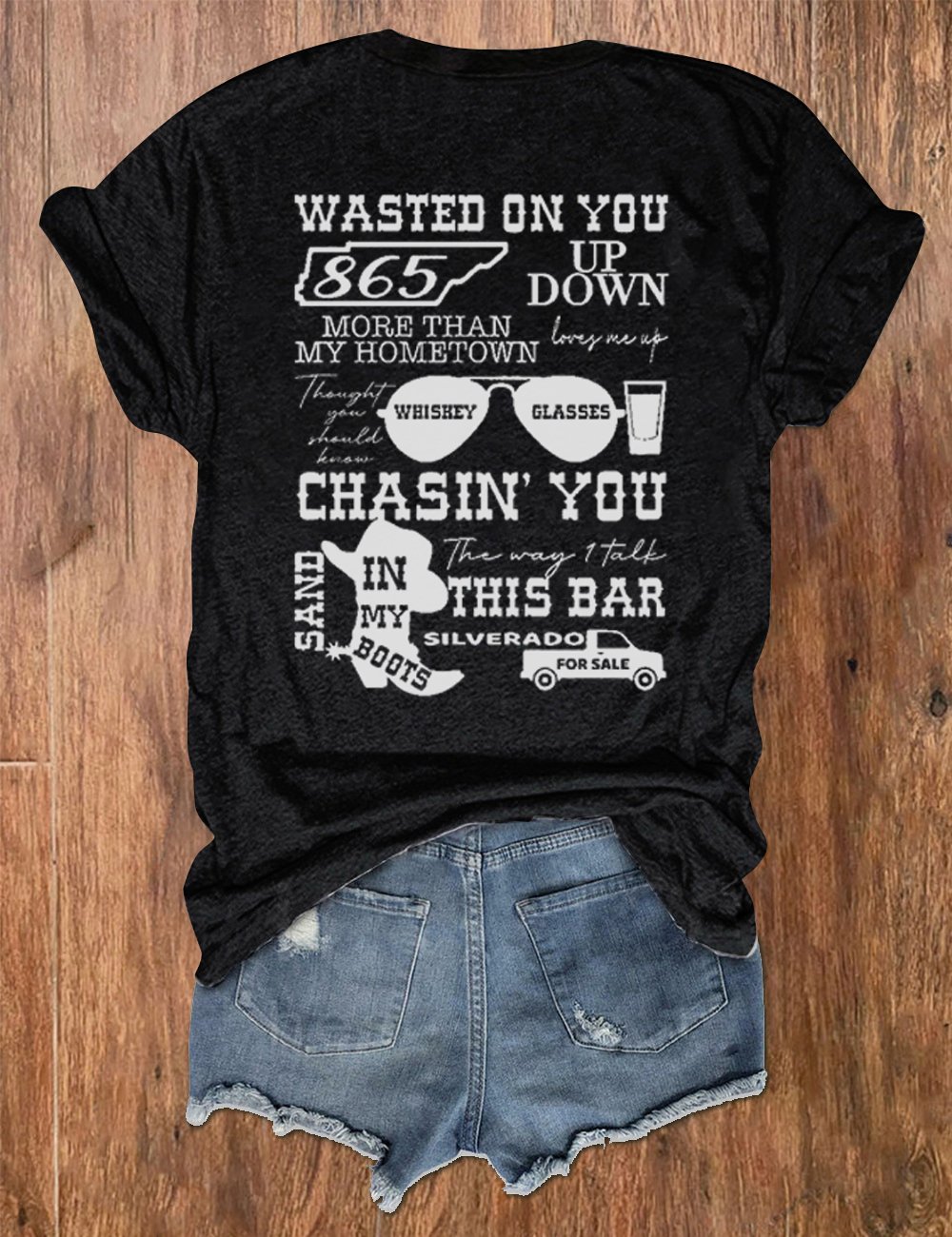 Women's Wallen Wasted On You Shirt Country Music Print Crew Neck T-Shirt