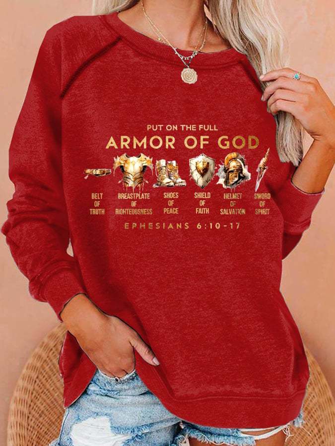 Women's Put On The Full Armor Of God Print Casual Sweatshirt