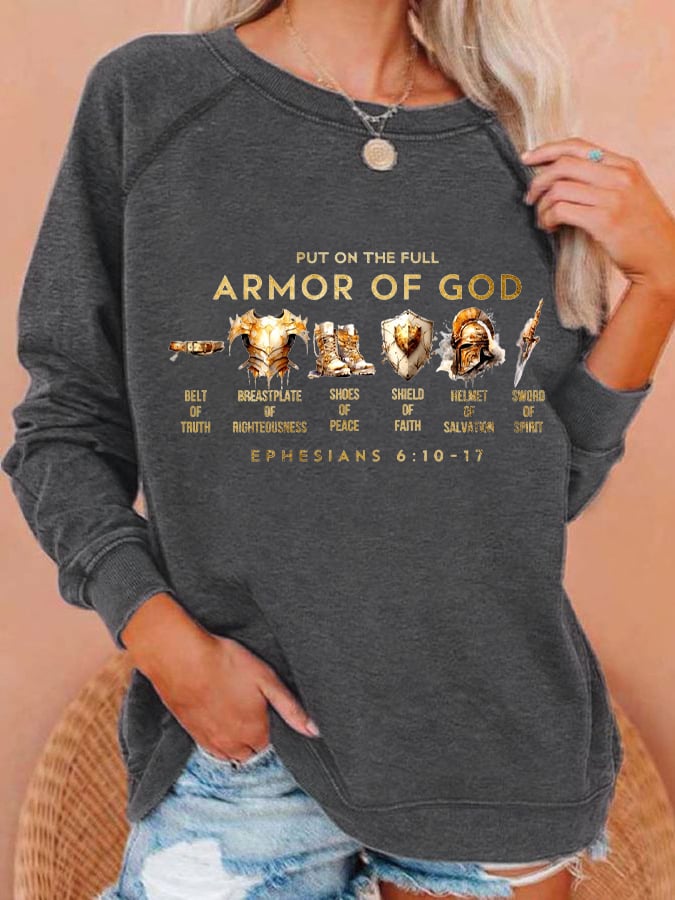 Women's Put On The Full Armor Of God Print Casual Sweatshirt