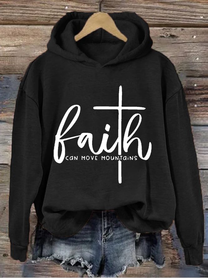 Women's Faith Can Move Mountains Cross Hoodie