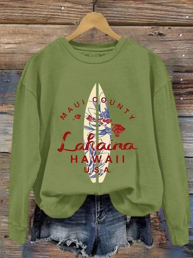 Women's Maui Lahaina Strong Print Crew Neck Sweatshirt