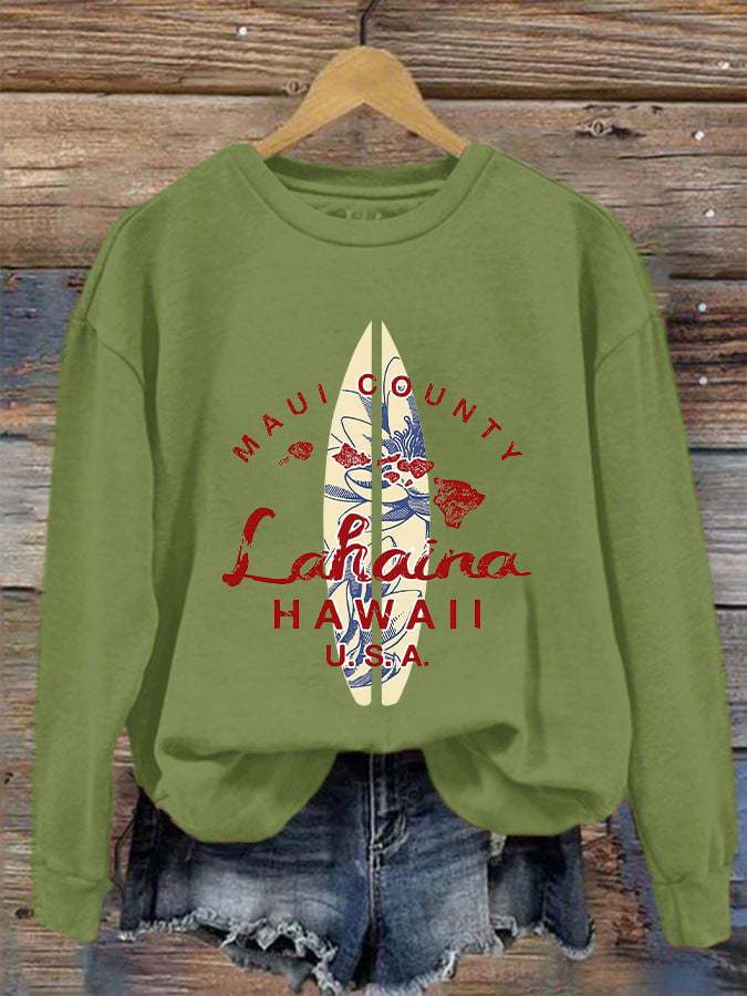 Women's Maui Lahaina Strong Print Crew Neck Sweatshirt