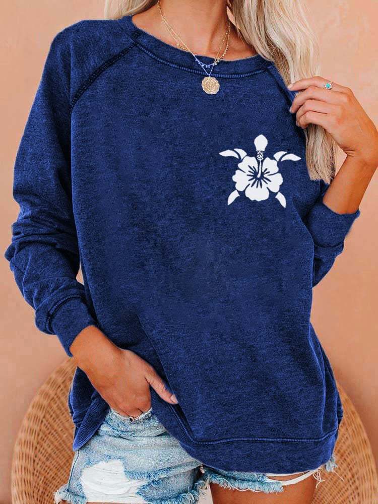 Women's Hawaiian Turtle Print Casual Sweatshirt