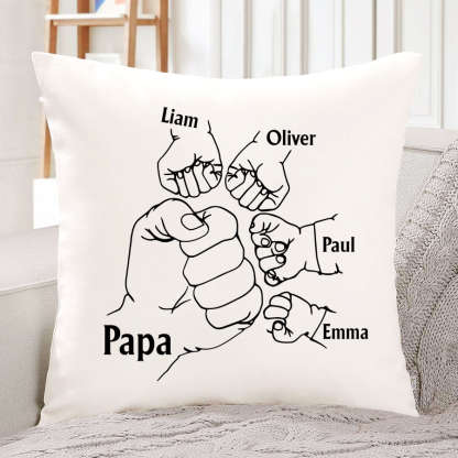 Papa And Kids Hand, Birthday Gift For Papa Indoor Pillow