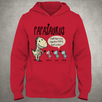 Personalized Papa saurus cute with grandkids Hoodie