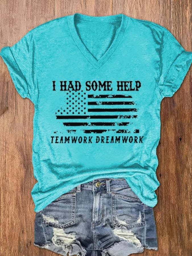 Women's I Had Some Help Print V-Neck T-Shirt